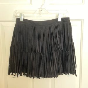 H&M Suede Fringe Skirt